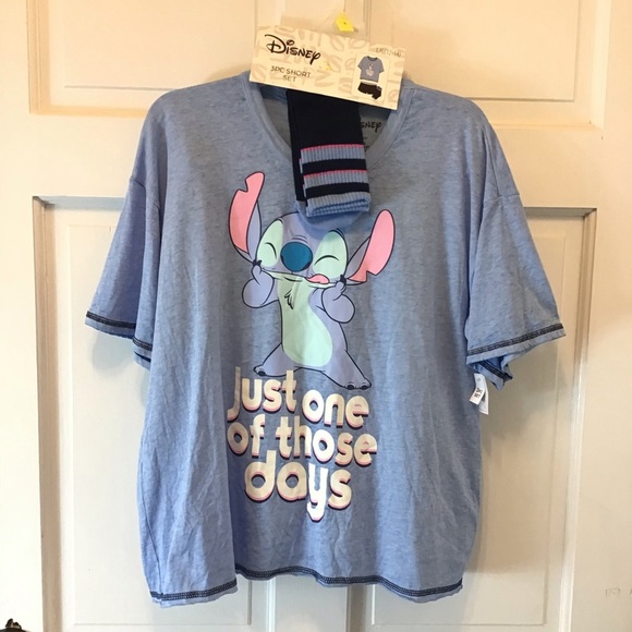 Disney Stitch 3pc Cute Cartoon Sleepwear Pajama Set Size Large 12-14 - Picture 6 of 10